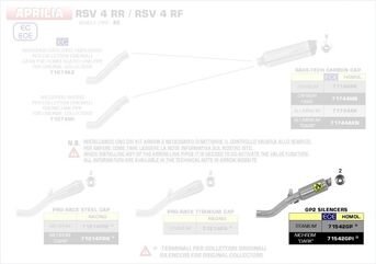 ARROW / アロー APRILIA RSV4 RF '17/18 eマーク認証 GP2 ニクロム DARK サイレンサー + ステンレス リンクパイプ オリジナルコレクター用 | 71542GPI