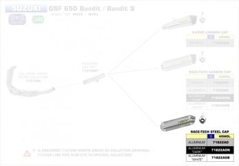 ARROW / アロー SUZUKI GSX 650 FA '14 eマーク認証 アルミニウムダーク RACE-TECH サイレンサー ARROWリンクパイプ用 | 71822AON