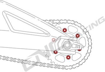 CNC Racing / シーエヌシーレーシング Nuts Sets Rear Sprocket Flange Ducati M10X1 Titanium, レッド | DA384R