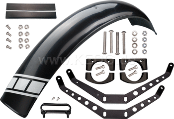 Kedo Trial Front Fender style engine, black, not drilled, free positionable, including black aluminum brackets & clamps, 2x decals. | 50769S