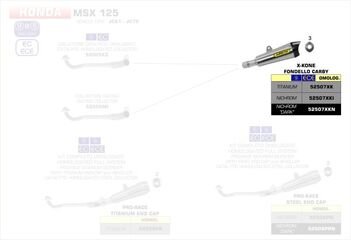 ARROW / アロー HONDA MSX125 '16 eマークX-KONE チタン サイレンサー カーボン エンドキャップ アロー コレクター | 52507XKI
