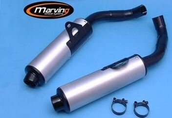 Marving / マービング デュアルマフラー Cylindrical &Oslash; 100 ブラック + アルミニウム - EU公道走行認可 Honda VFR 750 F (88- | H/2094/NC