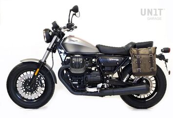 Unitgarage / ユニットガレージ Waxed Suede Side Pannier + Left Subframe Guzzi V9 Bobber, MossGrey | U002+2250SX-MossGrey
