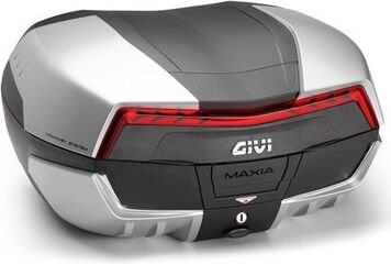 GIVI / ジビ MAXIA 5 Top Case- color Black with Silver Covers and Red Reflector- 58 Liters- fits MonoKey plate | V58N