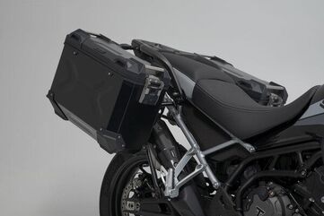 SW Motech TRAX ADV aluminum case system + Akrapovic. Black. 45/37 l. Triumph Tiger 900 (19-23). | KFT.11.953.72002/B