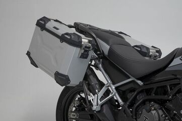 SW Motech TRAX ADV aluminum case system + Akrapovic. Silver. 45/37 l. Triumph Tiger 900 (19-23). | KFT.11.953.72002/S