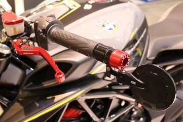 CNC Racing / シーエヌシーレーシング Adapter kit for bar-end mirror, weight and lever guard on MV Agusta Dragster, Black | MRA04B