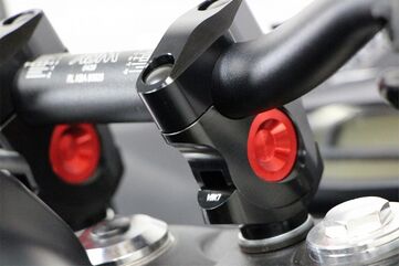 ABM / エービーエム KIT varioRiser VBK1 for ABM handlebar, ライザーカラー: シルバー, アジャスターカラー: レッド | 104069-F11-F17