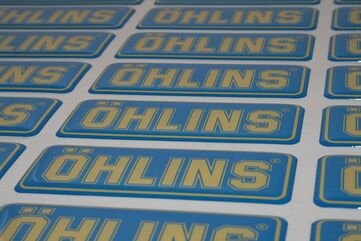 OHLINS / オーリンズ Sticker blue/yellow, 74x28 mm | 01196-02