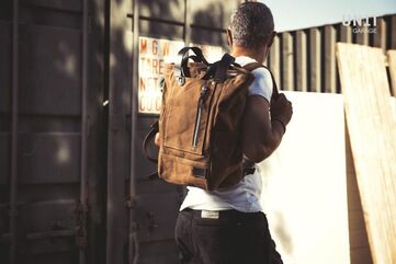 Unitgarage / ユニットガレージ Namib 30L Canvas backpack, Beige/Brown | U017-Beige-Brown