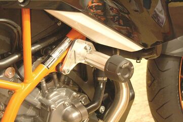 GSGモトテクニック クラッシュパッドセット マウンティングプレート ブラックアノダイズド KTM 990 Super-Moto / R (2009 -) | 1224440-KM2-DS-SH