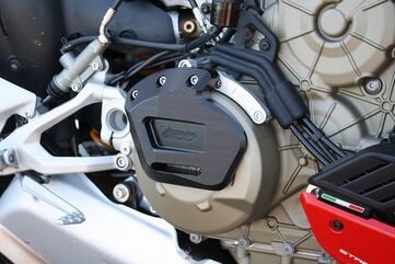 GSGモトテクニック クラッシュパッドセット プレート 右側 アルブラッシュ ブラックアノダイズド Ducati ストリートファイター V4 / V4 S (2020 -) Motorschutz | 5040-D37-SH