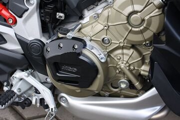 GSGモトテクニック エンジンプロテクション クラッシュパッドセット プレート / AL sockets 右側 ブラックアノダイズド Ducati ムルティストラーダ V4 (2021 -) | 5040-D39-SH