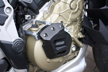 GSGモトテクニック エンジンプロテクション クラッシュパッドセット プレート / AL sockets 右側 ブラックアノダイズド Ducati ムルティストラーダ V4 (2021 -) | 5040-D39-SH