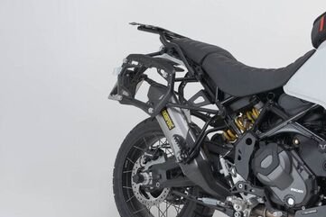 SW Motech TRAX ADV aluminum case system + Akrapovic. Black. 45/37 l. Ducati DesertX (22-). | KFT.22.995.72000/B