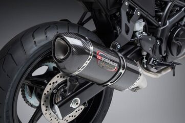 Yoshimura / ヨシムラ USA SV650 17-22/SV650X 19-22 Alpha Stainless Slip-On Exhaust, W/ Carbon Fiber Muffler | 11670BM221