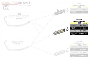 ARROW / アロー HONDA CB 125R eマーク認証 アルミダークサンダー サイレンサー カーボンエンドキャップ付 アロー コレクター | 51516AKN