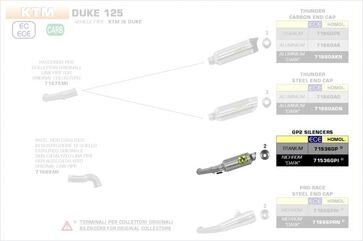 ARROW / アロー KTM DUKE 125 '17 eマーク認証 チタン GP2 サイレンサー+ステンレス リンクパイプ オリジナルコレクター用 | 71536GP