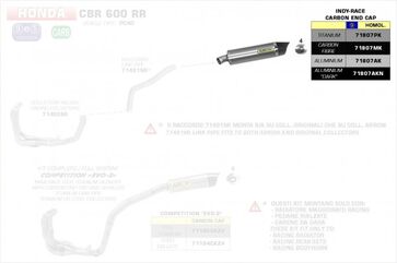ARROW / アロー HONDA CBR 600 RR '13 eマーク認証 カーボン INDY RACE サイレンサー カーボンエンドキャップ付 オリジナル / Arrowコレクター用 | 71807MK
