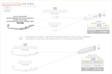 ARROW / アロー KYMCO AK 550 '17 ステンレスコレクター オリジナルサイレンサー用 + ARROW / アロー URBAN サイレンサー + リンクパイプ | 73015MI