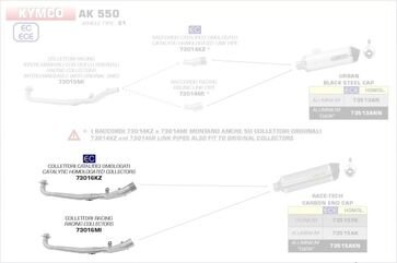 ARROW / アロー KYMCO AK 550 '17 eマーク認証 ステンレスコレクター + CATALYS FOR ARROW / アロー RACE TECH サイレンサー | 73016KZ