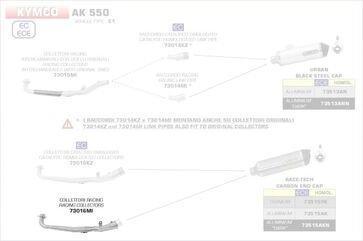 ARROW / アロー KYMCO AK 550 '17 ステンレスコレクター FOR ARROW / アロー RACE TECH サイレンサー | 73016MI