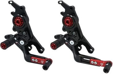 CNC Racing / シーエヌシーレーシング Adjustable rear sets rider Ducati Hypermotard 950, Black/Red | PE432BR