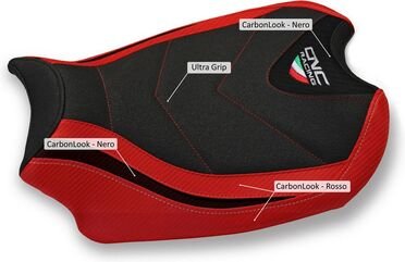 CNC Racing / シーエヌシーレーシング Seat cover Ducati Streetfighter V4, Black/Red | SLD02BR