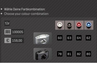 ABM / エービーエム KIT varioRiser VBK1 for ABM handlebar, ライザーカラー: ブラック, アジャスターカラー: シルバー | 104069-F15-F11