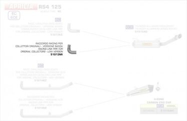 ARROW / アロー APRILIA RS4125 '17 RACING ステンレス ローバージョン リンクパイプ FOR 51515AO サイレンサー + オリジナルコレクター | 51013MI