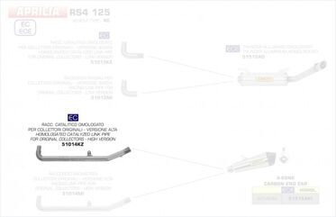 ARROW / アロー APRILIA RS4125 '17 eマークステンレス ハイバージョン リンクパイプ FOR 51515XKI サイレンサー + オリジナルコレクター | 51014KZ