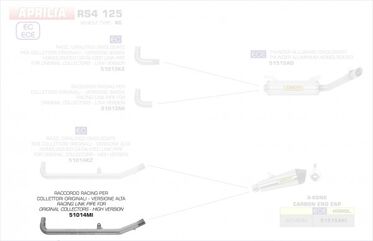 ARROW / アロー APRILIA RS4125 '17 RACING ステンレス ハイバージョン リンクパイプ FOR 51515XKI サイレンサー + オリジナルコレクター | 51014MI
