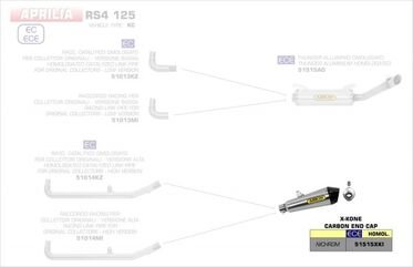 ARROW / アロー APRILIA RS4125 '17 eマークニクロム X-KONE カーボン エンドキャップ ハイバージョン FOR 51014MI/ KZ リンクパイプ + オリジナルコレクター | 51515XKI