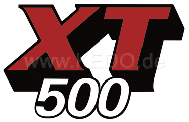 Kedo Fuel Tank Emblem / Logo 'XT500', Black / Red / White, 1 Piece (fuel tank basic color 'White'), OEM reference # 4E5-24161-00 | 28025