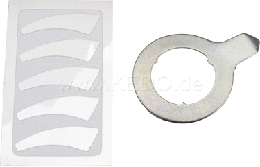 Kedo Wear Indicator for Brake Shoes, including 5 pieces of stickers SILVER, based on late XT brake anchor plate, alignment When installing new brake shoes | 21305SI