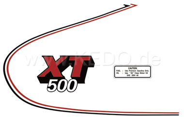 Kedo Fuel Tank Decal XT500'80, Red / Black / White, complete Set LH / RH, overcoatable | 91435