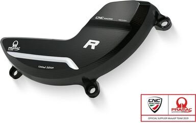 CNC Racing / シーエヌシーレーシング Clutch cover protector Ducati Panigale V4 R - Pramac Racing Limited Edition, Black/Silver | PR314BPR