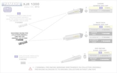ARROW / アロー YAMAHA XJR 1300 '09/16 スチール リンクパイプ FOR RACE-TECH, X-KONE + JET-RACE ARROW / アロー サイレンサー + オリジナルコレクター | 71643MI