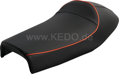 Kedo Seat 'Classic Racer', black with orange piping, including rear brackets. | 40510