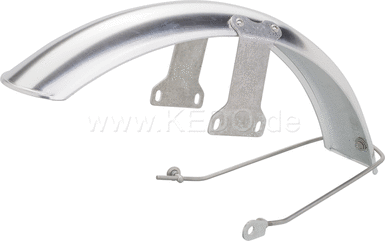 Kedo 19 "aluminum front fenders 'Long', Blank, incl Brushed aluminum brackets | 22095