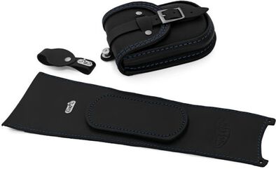 Ends Cuoio / エンズクオイオ バッグ 2018-new Fat Bob（ファットボブ） スマートタンクバッグ - ブラックレザー - ブルーステッチ | SBFBB18.N.CTBL