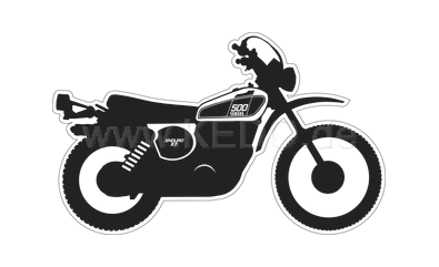 Kedo XT500'76 stickers, stylized '76 model, glossy black, size approx. 100x61mm, 1 piece | 80170-76S