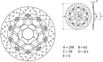 BREMBO / ブレンボ SERIE ORO (オーロ) (セリエ オーロ) フローティングラウンド フロント ブレーキディスク Honda CB600F HORNET | 78B40827