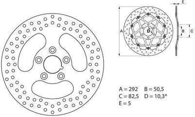 BREMBO / ブレンボ SERIE ORO (オーロ) (セリエ オーロ) フィックスド(固定)ラウンド リアブレーキディスク Harley-Davidson 883 XLH | 68B407E0