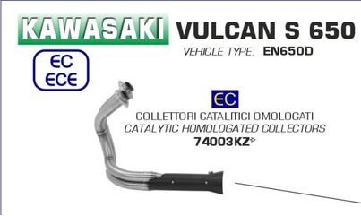 ARROW / アロー KAWASAKI VULCAN S 650 '17 eマーク認証 ステンレスコレクター キャタライザー付 | 74003KZ