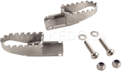 Kedo HD Stainless Steel Driver's Footpegs, 1 Pair, Silver (Set comes without Bracket) | 30574