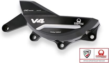 CNC Racing / シーエヌシーレーシング Generator cover protector Ducati Panigale and Streetfighter V4 - Pramac Racing Limited Edition, Black/Silver | PR311BPR