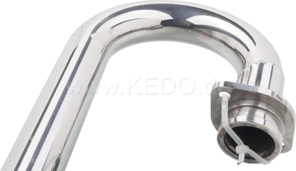 Kedo Scrambler header pipe, left / high, extended version of our header item 93613, for selfmade DIY, approx. 132cm length from bow, 38mm diameter | 91509