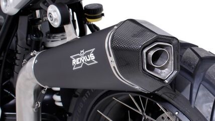 REMUS / レムス HYPERCONE スリップオン (マフラーコネクティングチューブ付き upswept) to mount without sozius footpegs ステンレスブラック l 086782 087516L