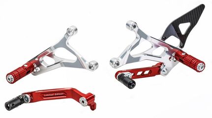 CNC Racing / シーエヌシーレーシング Adjustable rear sets MV Agusta - limited edition, Red/Silver | PE227RS